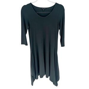Eileen Fisher Dress Women XS Gray Asymmetrical Hem Lightweight Capsule Lagenlook